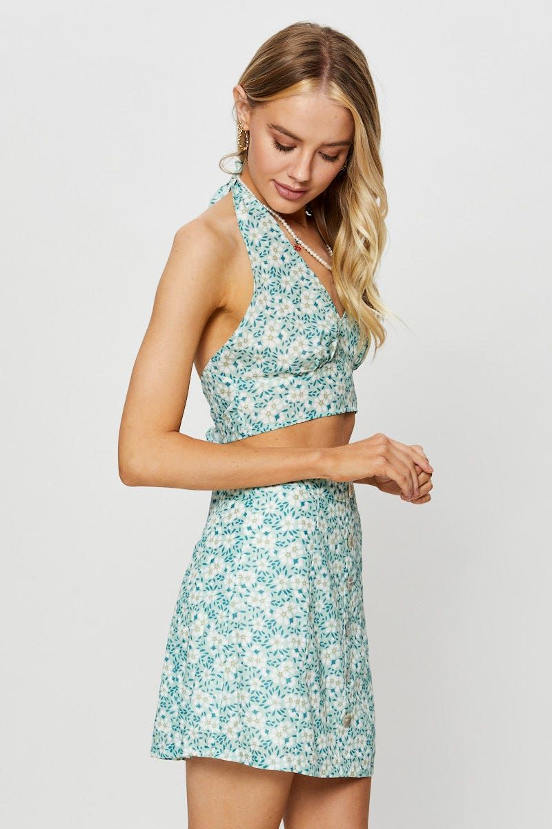 Print Crop Top Sleeveless Halter sold by Ally Fashion product image thumbnail 4