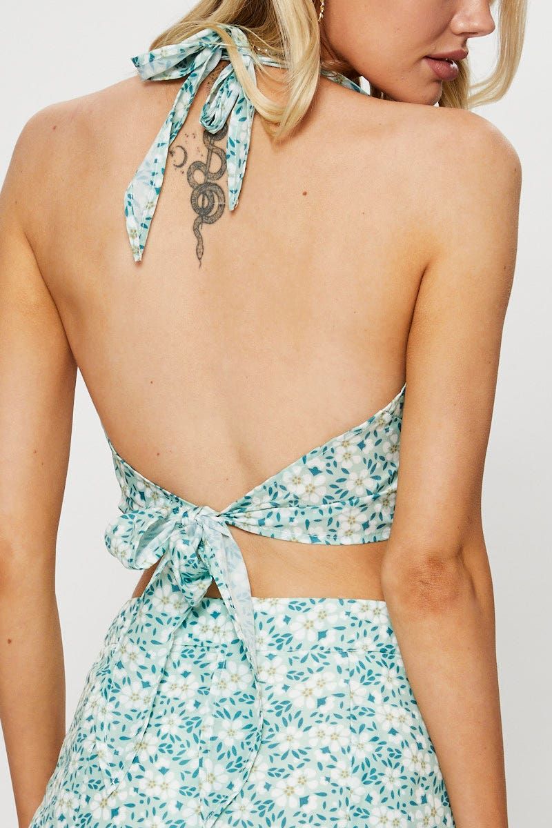 Print Crop Top Sleeveless Halter sold by Ally Fashion product image thumbnail 5
