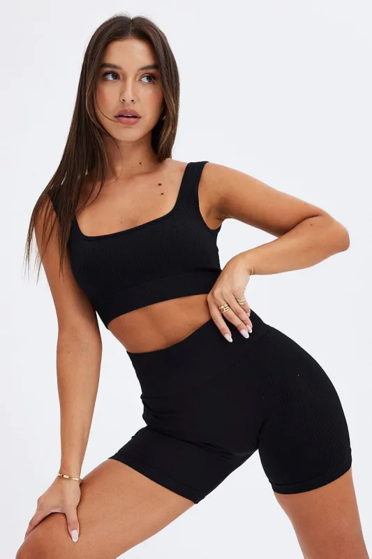 Black Crop Tank Top Seamless Activewear sold by Ally Fashion