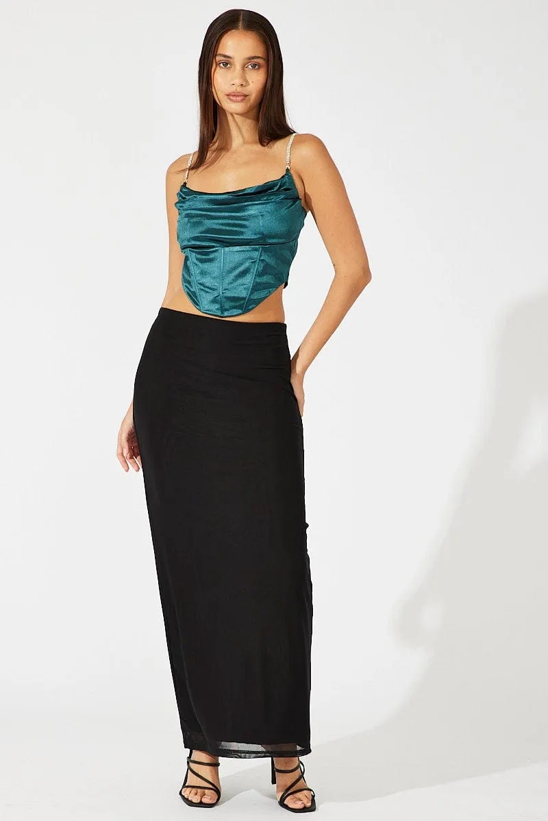 Green Satin Cami Sleeveless Strap sold by Ally Fashion product image thumbnail 2