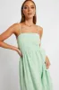 Green Midi Dress Sleeveless Self Check sold by Ally Fashion