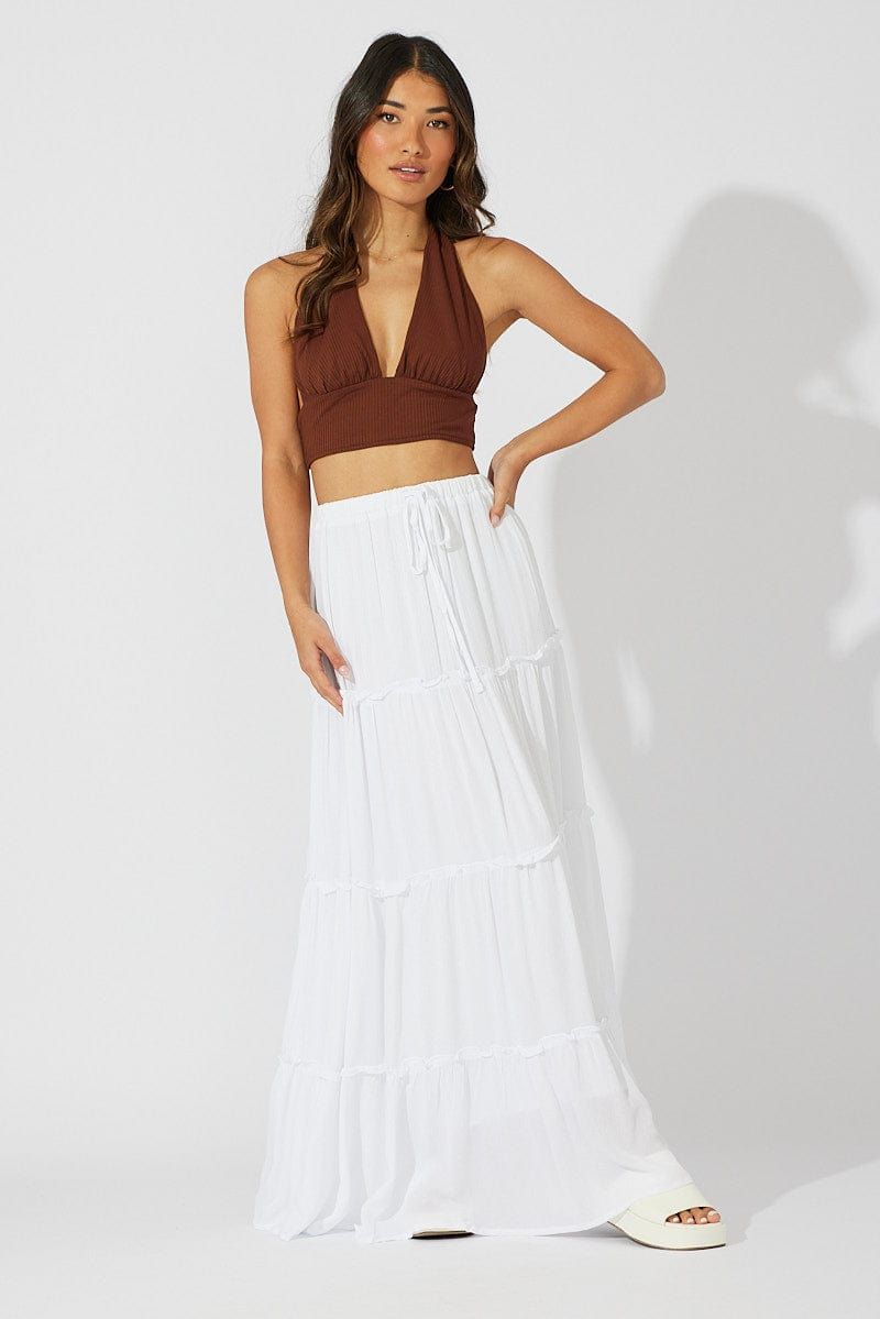 White Maxi Skirt Tiered sold by Ally Fashion