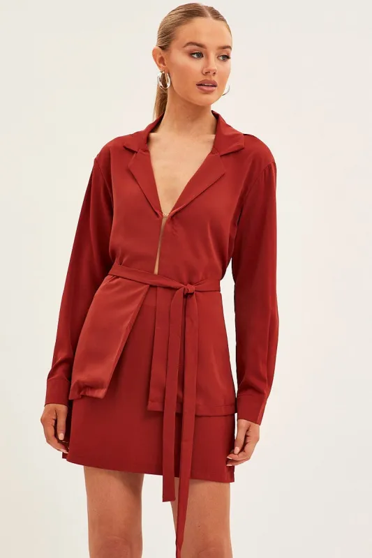 Brown Mini Skirt Satin sold by Ally Fashion