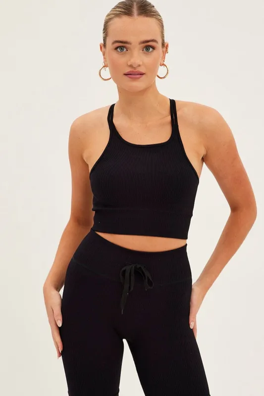 Black Seamless Activewear Singlet Basic Top sold by Ally Fashion