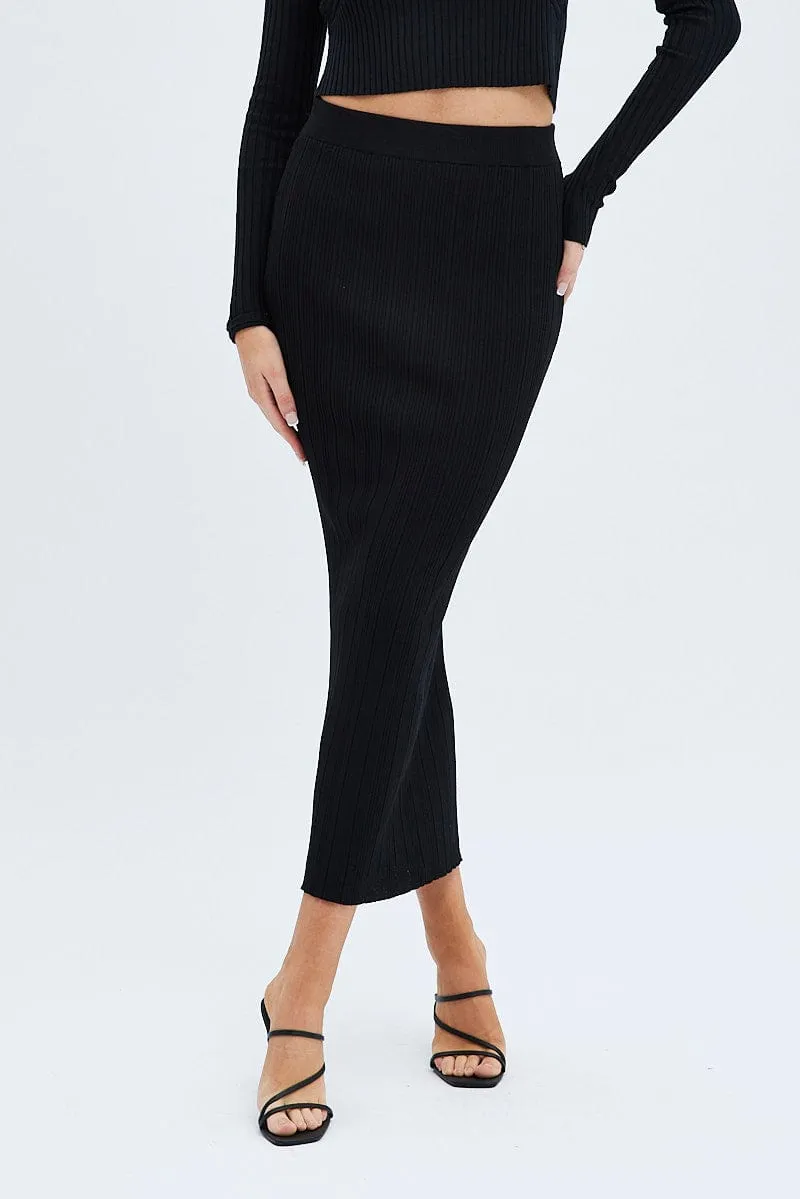Black Knit Skirt High Rise Maxi sold by Ally Fashion product image thumbnail 2