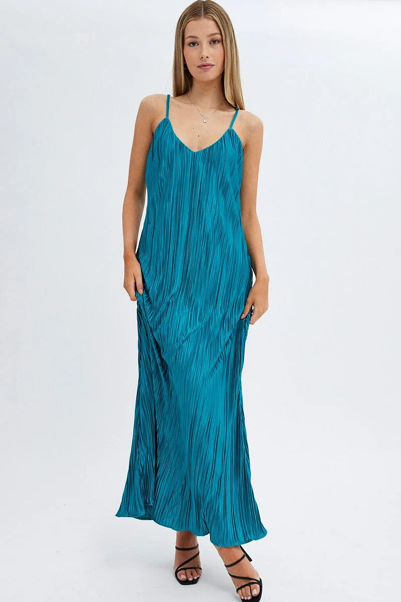 Green Maxi Dress Sleeveless Plisse sold by Ally Fashion product image thumbnail 3