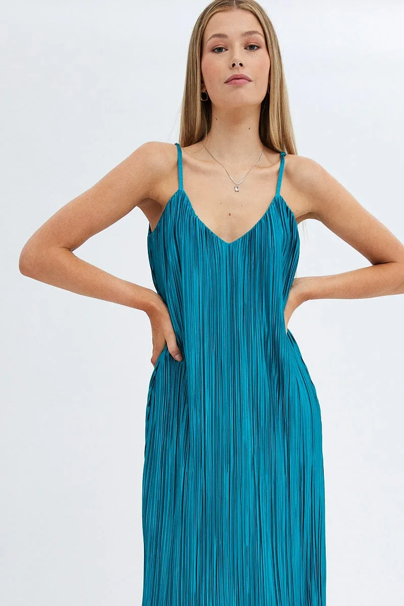 Green Maxi Dress Sleeveless Plisse sold by Ally Fashion product image thumbnail 2
