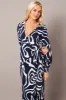 Blue Abstract Wrap Maxi Dress Shirt Dress sold by Ally Fashion