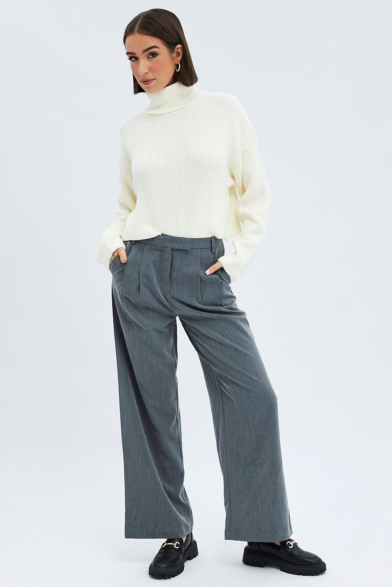 White Knit Jumper Turtle Neck Crop sold by Ally Fashion product image thumbnail 2