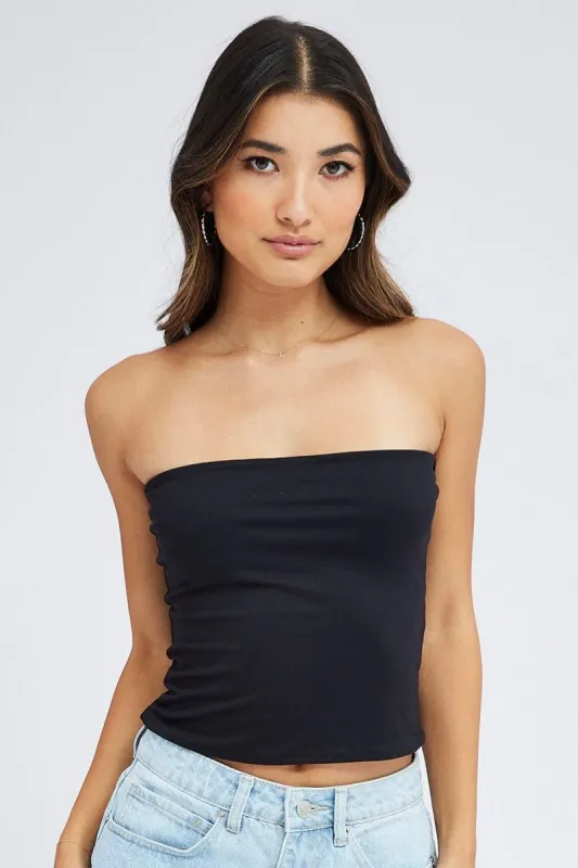 Black Supersoft Bandeau Top sold by Ally Fashion