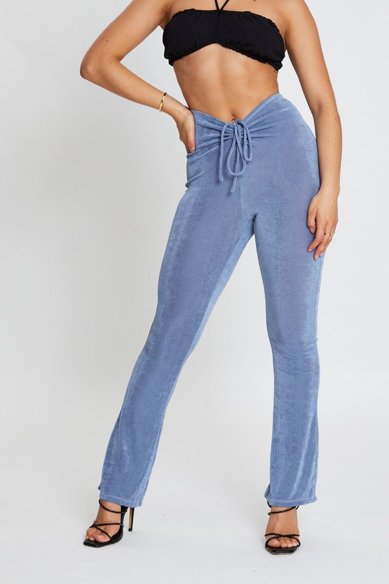 Blue Jersey Pants Flare Leg sold by Ally Fashion product image thumbnail 2