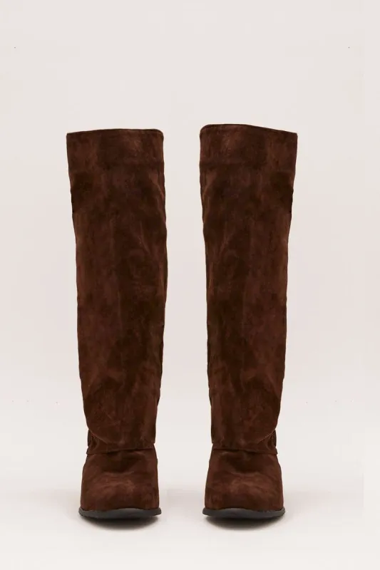 Brown Suedette Riding Boots sold by Ally Fashion