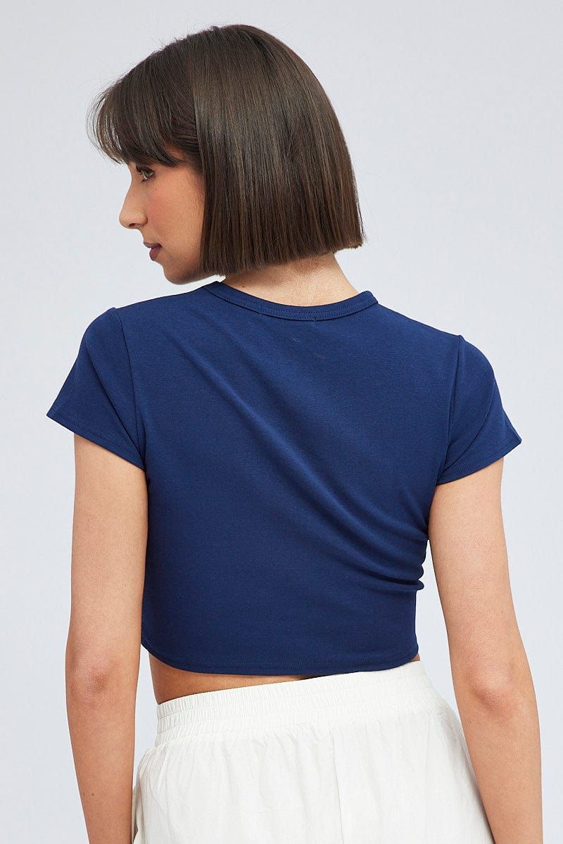 Blue Baby Tee Short Sleeve Crop Graphic sold by Ally Fashion product image thumbnail 5
