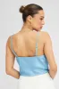 Blue Satin Cami Sleeveless Cowl Neck sold by Ally Fashion