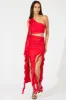 Red Ruffle Maxi Skirt sold by Ally Fashion