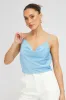 Blue Satin Cami Sleeveless Cowl Neck sold by Ally Fashion
