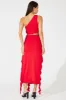 Red Ruffle Maxi Skirt sold by Ally Fashion