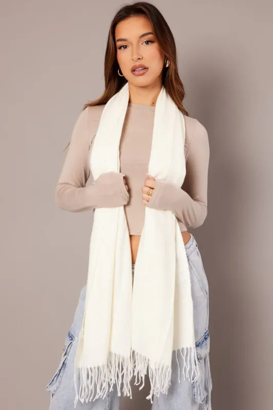 White Tassel Scarf sold by Ally Fashion
