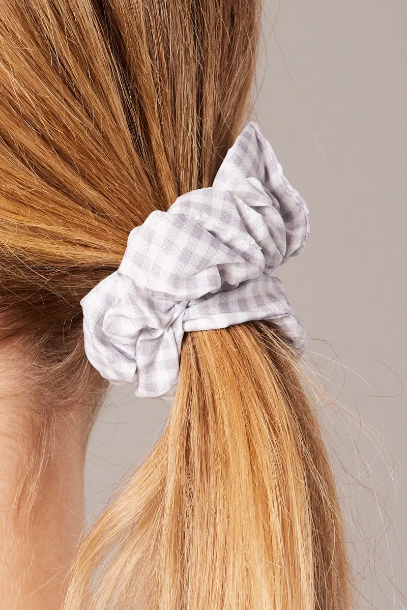 Grey Check Check Print Scrunchie sold by Ally Fashion product image thumbnail 2