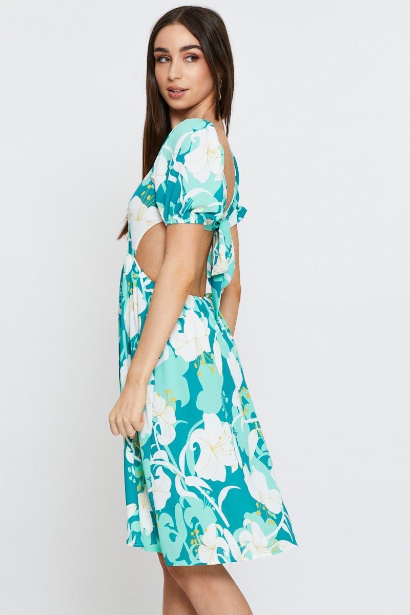 Print Midi Dress Ruffle Detail Skater sold by Ally Fashion product image thumbnail 4