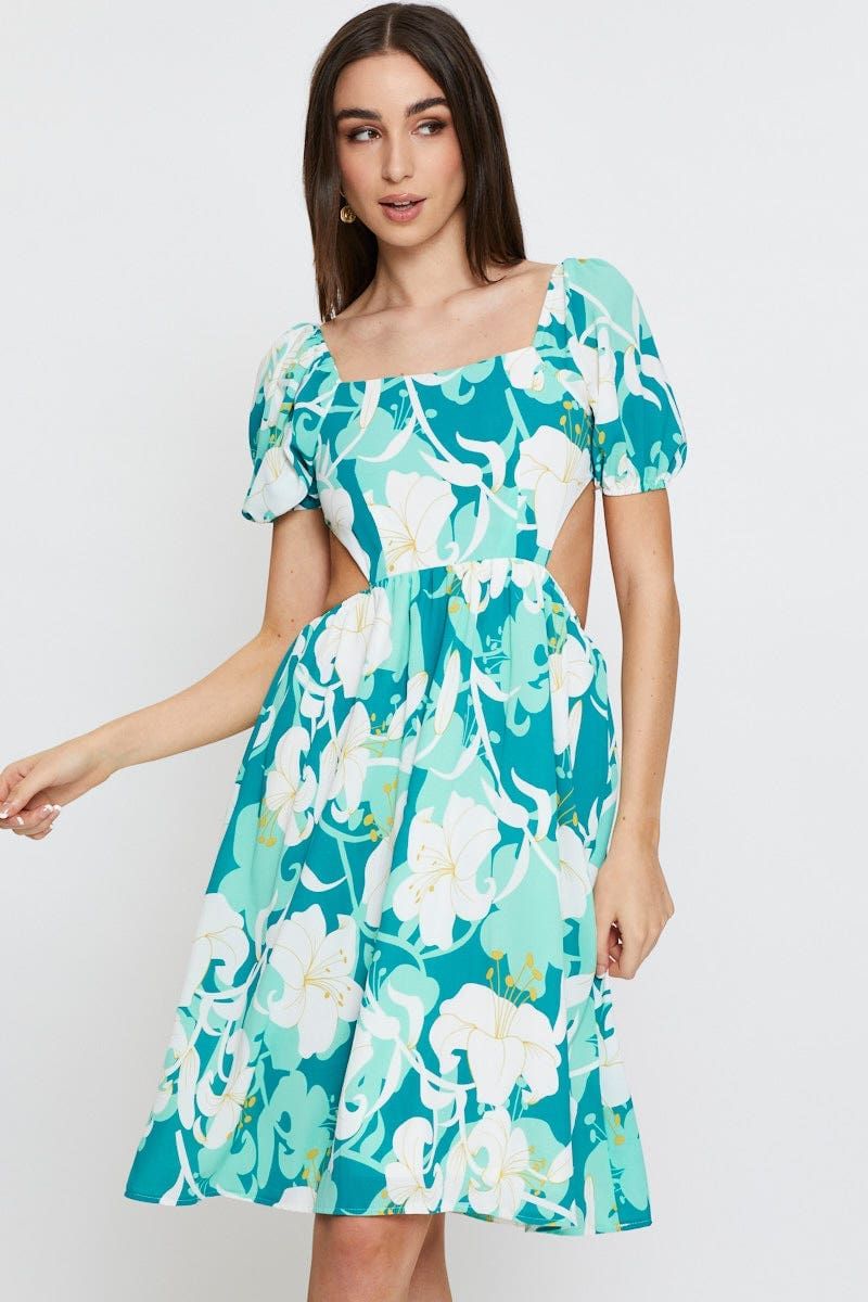 Print Midi Dress Ruffle Detail Skater sold by Ally Fashion product image thumbnail 3