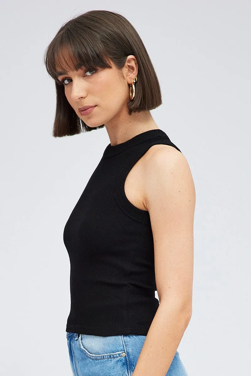 Black Tank Top Sleeveless Crew Neck Washed sold by Ally Fashion product image thumbnail 4