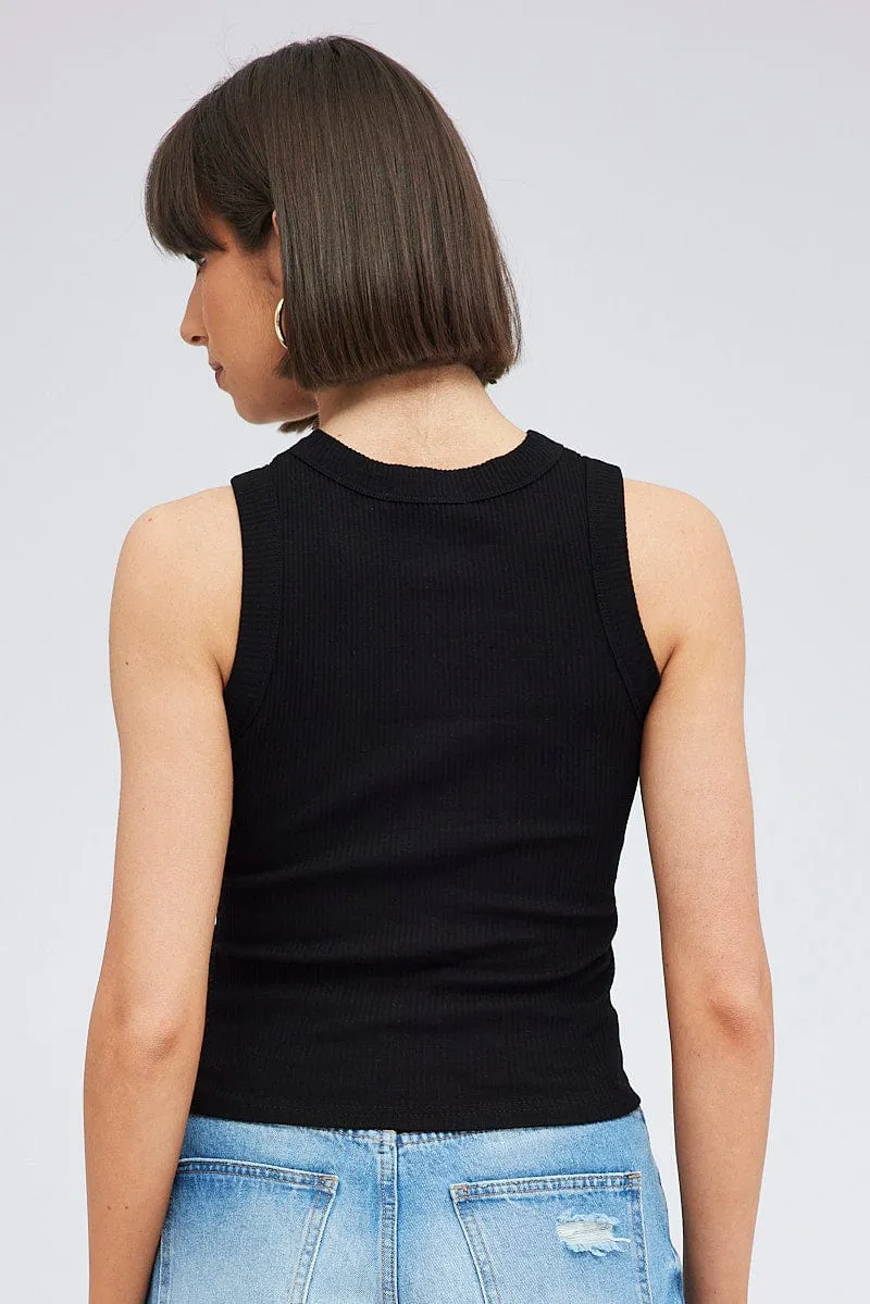 Black Tank Top Sleeveless Crew Neck Washed sold by Ally Fashion product image thumbnail 5