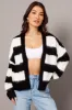 Black Stripe Knit Cardigan Long Sleeve sold by Ally Fashion