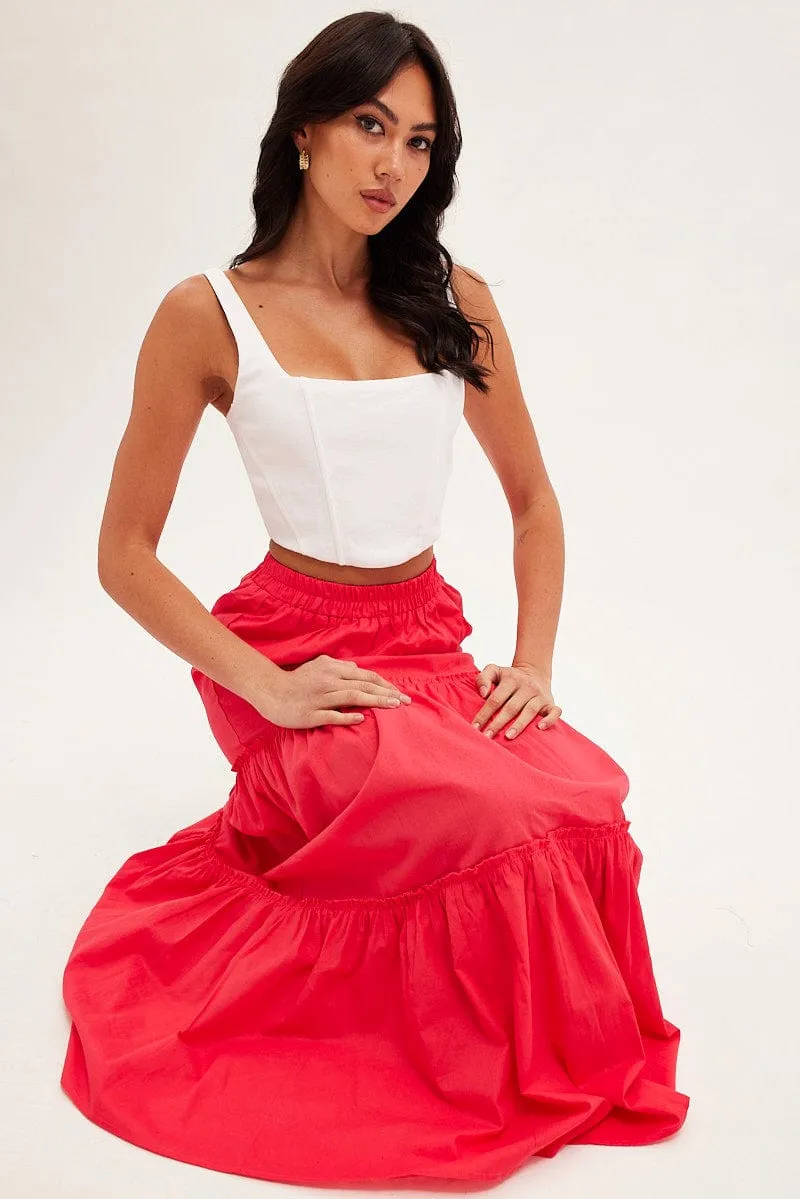 Red Maxi Skirt Tiered sold by Ally Fashion product image thumbnail 3