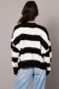 Black Stripe Knit Cardigan Long Sleeve sold by Ally Fashion