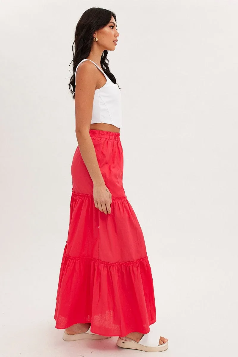 Red Maxi Skirt Tiered sold by Ally Fashion product image thumbnail 4