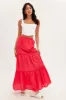 Red Maxi Skirt Tiered sold by Ally Fashion