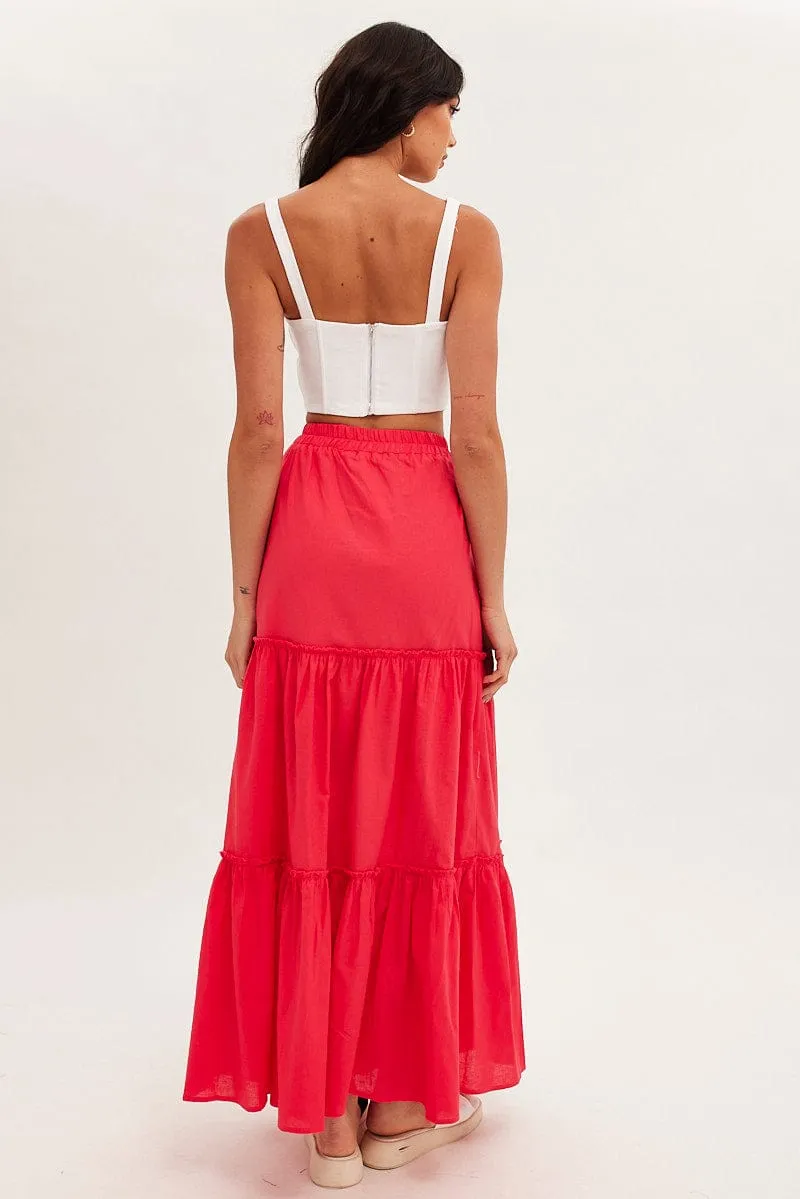 Red Maxi Skirt Tiered sold by Ally Fashion product image thumbnail 5