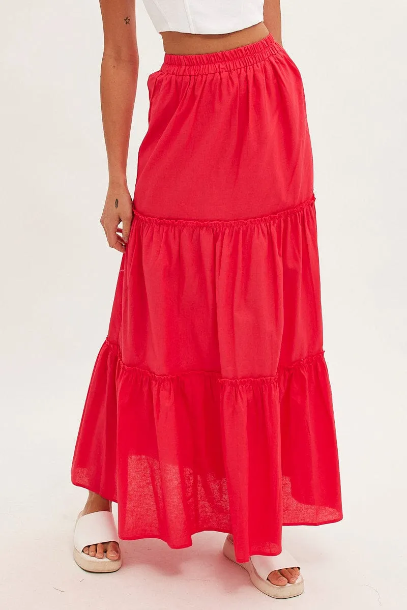 Red Maxi Skirt Tiered sold by Ally Fashion product image thumbnail 2