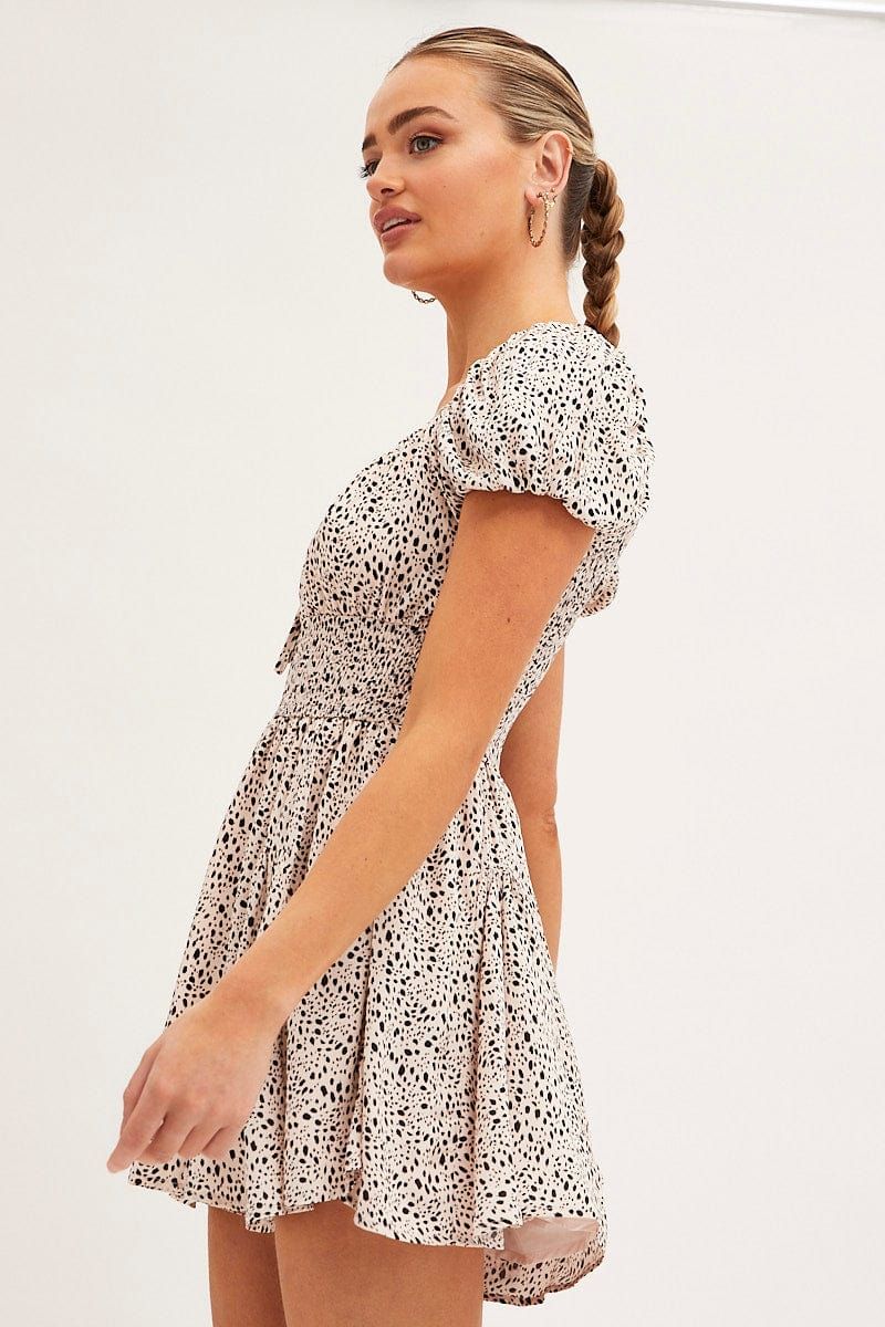 Animal Print Shirred Playsuit Short Sleeve Rayon sold by Ally Fashion product image thumbnail 4