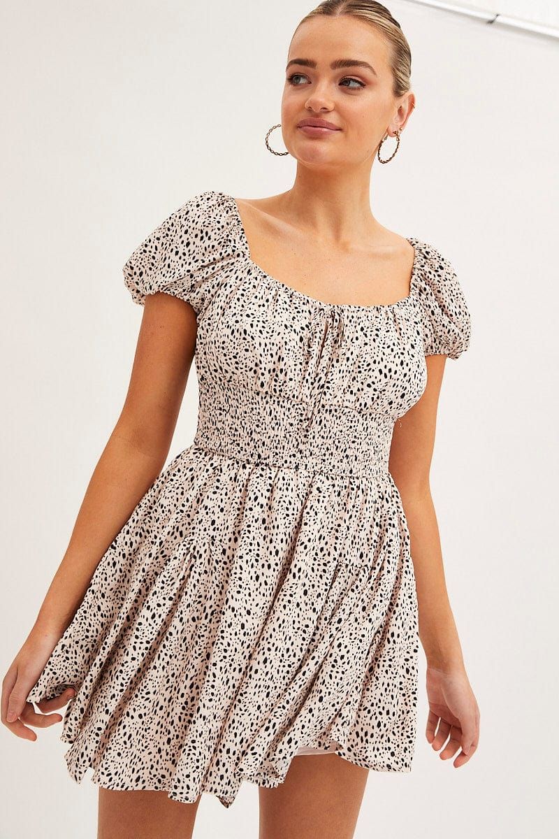 Animal Print Shirred Playsuit Short Sleeve Rayon sold by Ally Fashion product image thumbnail 3