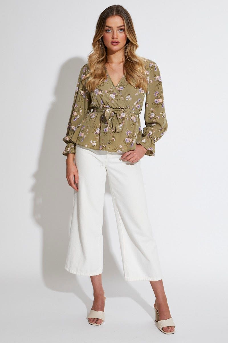 Print Wrap Top Long Sleeve sold by Ally Fashion product image thumbnail 2