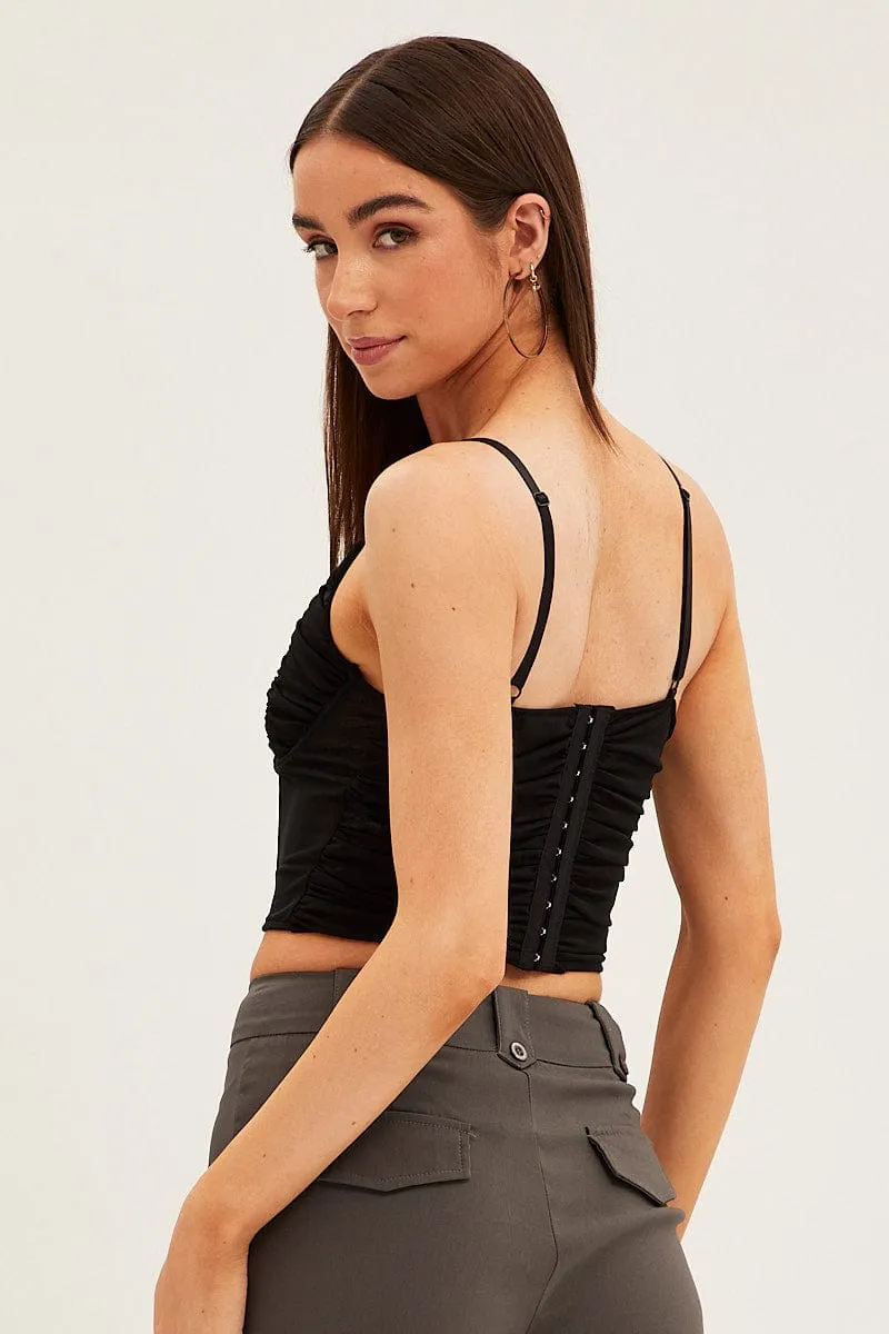 Black Corset Top Sleeveless Sweetheart Mesh Crop sold by Ally Fashion product image thumbnail 5