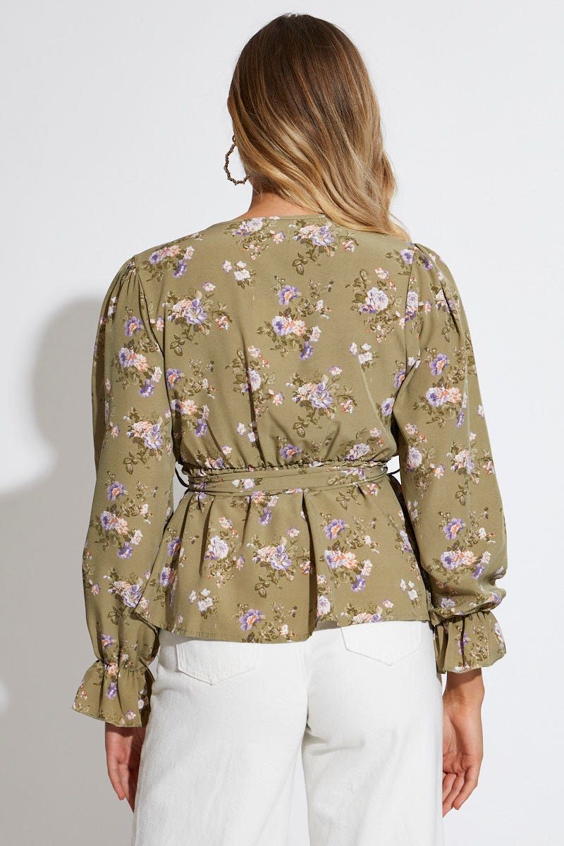 Print Wrap Top Long Sleeve sold by Ally Fashion product image thumbnail 4