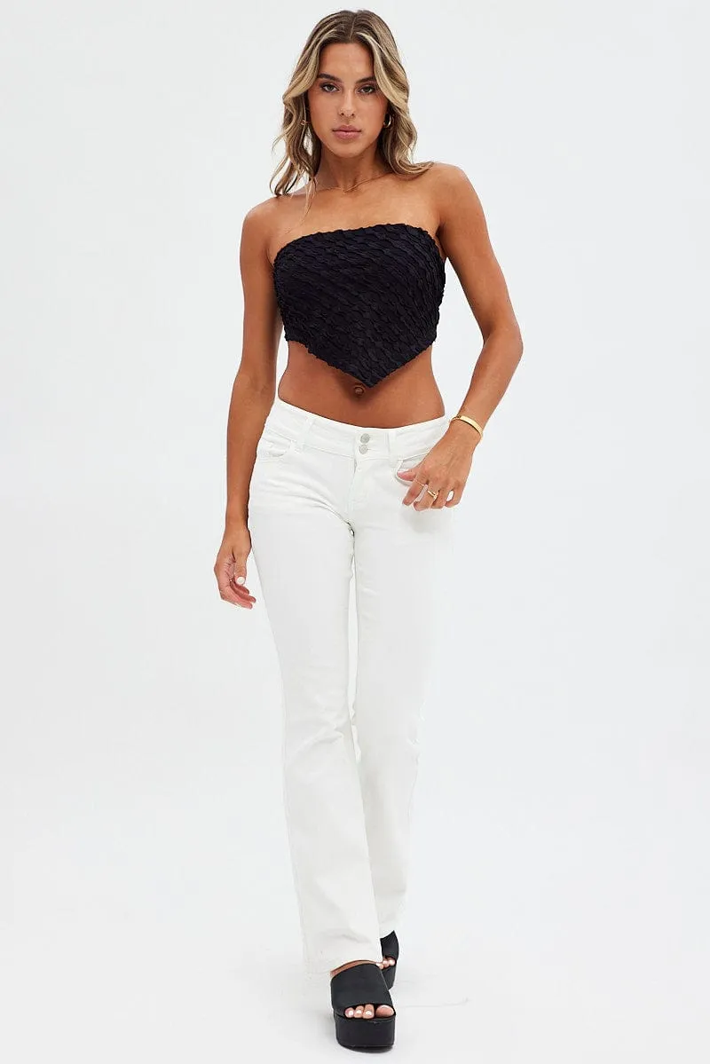 White Flare Jeans Low Waist sold by Ally Fashion