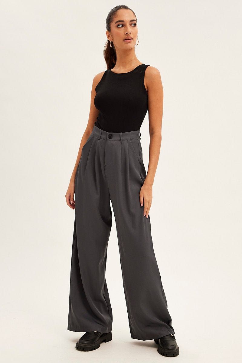 Grey Wide Leg Pants sold by Ally Fashion product image thumbnail 3