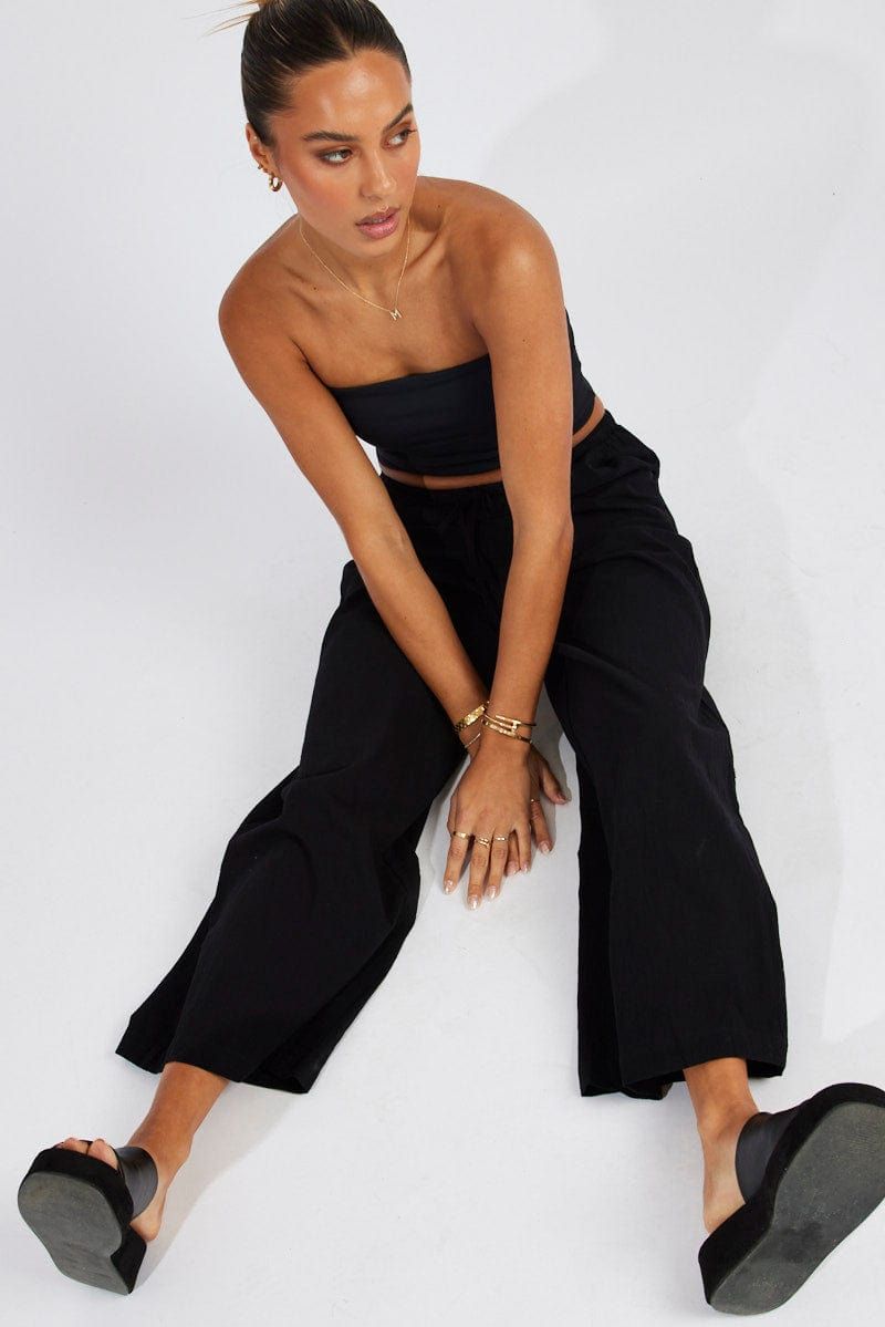 Black Wide Leg Pants High Rise sold by Ally Fashion