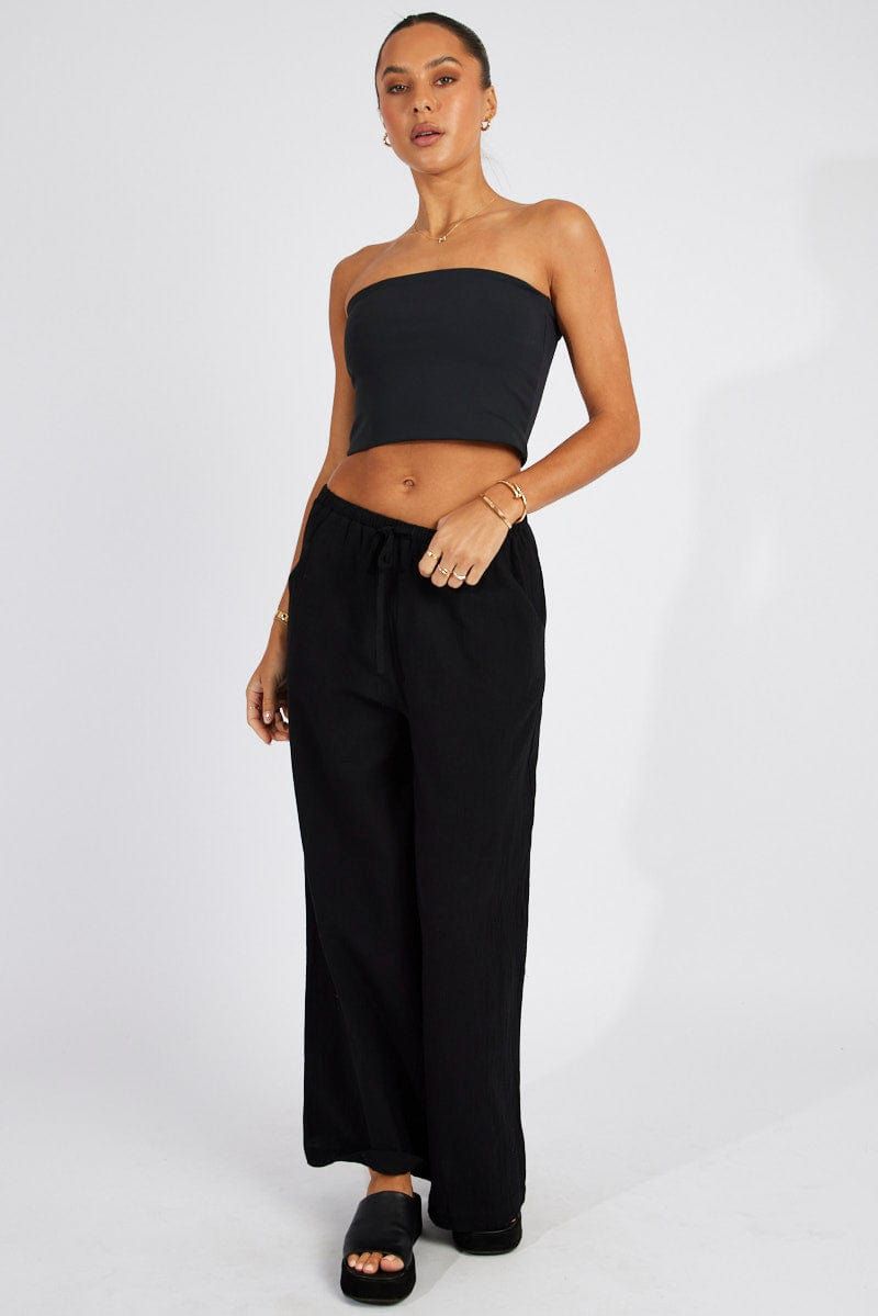 Black Wide Leg Pants High Rise sold by Ally Fashion product image thumbnail 2
