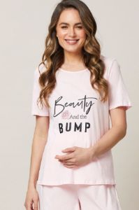 Pink Maternity Slogan Pyjama Set sold by Ally Fashion
