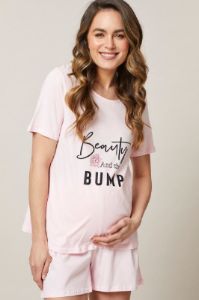 Pink Maternity Slogan Pyjama Set sold by Ally Fashion