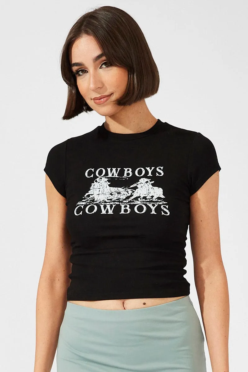 Black Graphic Tee Short Sleeve sold by Ally Fashion product image thumbnail 3