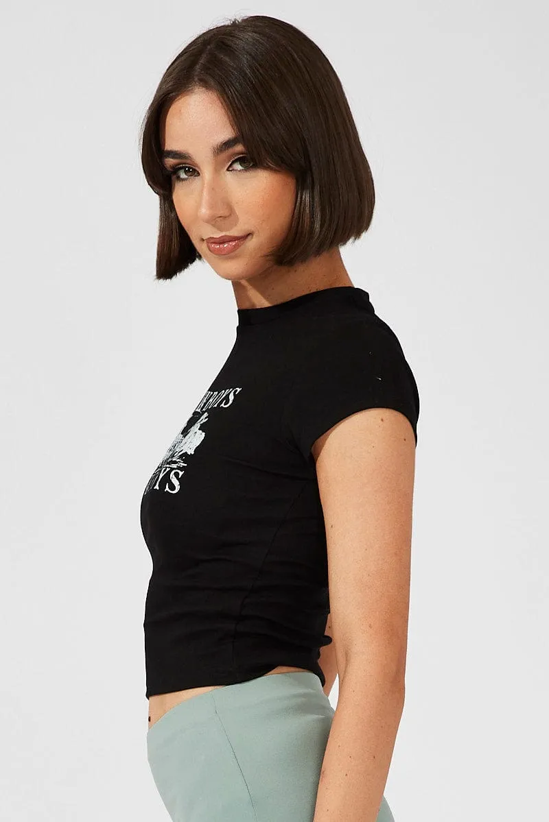 Black Graphic Tee Short Sleeve sold by Ally Fashion product image thumbnail 4