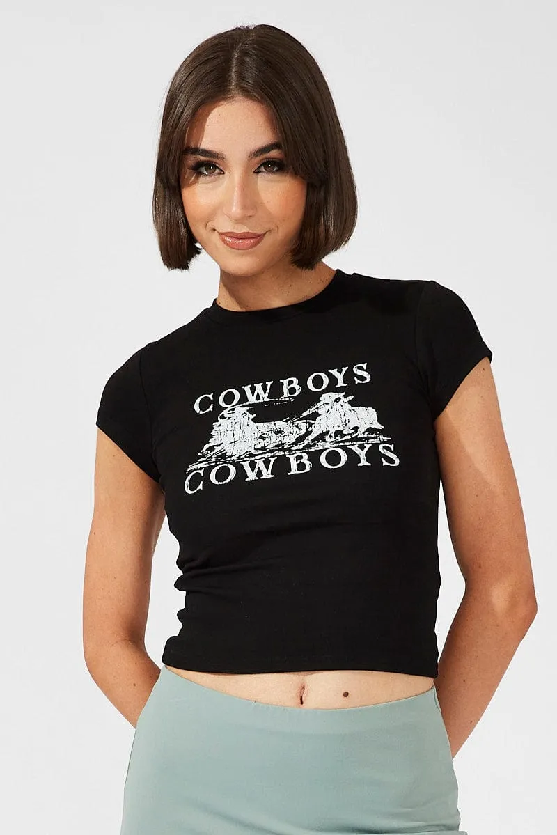 Black Graphic Tee Short Sleeve sold by Ally Fashion