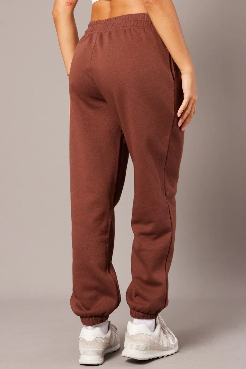 Brown Track Pants High Rise sold by Ally Fashion product image thumbnail 5