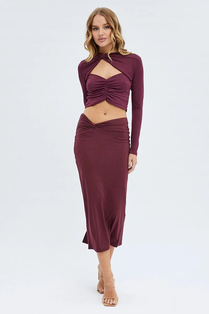Red Top Long Sleeves Twisted Neck sold by Ally Fashion product image thumbnail 2